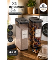 2li Deterjan Saklama Kutusu Etiketli Sürgülü Kapaklı 3,2lt