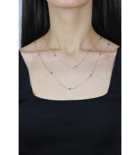 Üçgen 110 cm Rodyumlu Gümüş Kolye 7259
