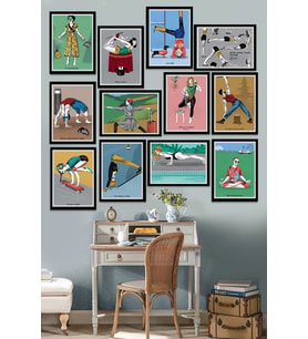 12 Parça Çerçeve Görünümlü Her Yerde Yoga (yoga Everywhere) Temalı Mdf Tablo Seti 80x80 Cm