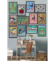 12 Parça Çerçeve Görünümlü Her Yerde Yoga (yoga Everywhere) Temalı Mdf Tablo Seti 80x80 Cm