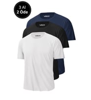 Erkek 3'Lü Paket %100 Pamuk Slim Fit Sporcu Tişört Basic Bisiklet Yaka Kısa Kollu T-Shirt