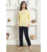 Giyim Kız Çocuk Penye Pijama Takım Sarı