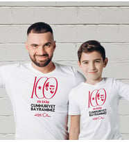 BK Gift 29 Ekim Tasarımlı 2’li Baba-Oğul Beyaz Tişört-7, 29 Ekim Hediyesi, Trend Tişört, 100.Yıl Hediyesi