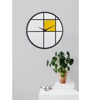 Dekoratif Ahşap Duvar Saati 50 cm - Lenora (Sarı)
