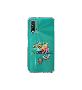 Redmi 9T ile Uyumlu Splash Bukalemun Tasarımlı Şeffaf Silikon Kılıf