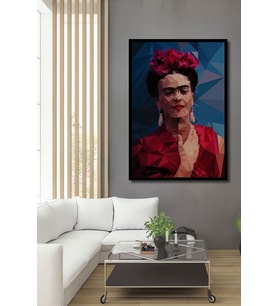 Çerçeve Görünümlü Dekoratif Ahşap Kare Frida Kahlo Tablosu Ev/Ofis/İşyeri/Salon/Mutfak/Banyo Tablo
