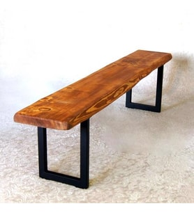 Doğal Ağaç Masif Bank Bench  90 cm( Metal Ayak )