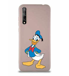Huawei P Smart S Soft Premier Kapak Donald Duck-C Tasarımlı Silikon Kılıf - Pudra (Şeffaf)