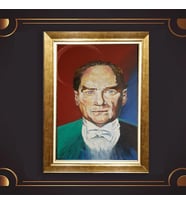 Altın Varaklı Çerçeveli Paspartulu Atatürk Tablo z4700 (Gold)