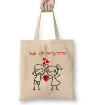 Sevgililer Günü Sevgiliye Hediye 038 Bez Çanta Uzun Saplı
