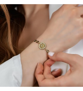 Goldium 14 Ayar Altın Kar Tanesi Kalem İşçilikli Bileklik (Sarı)