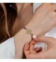 Goldium 14 Ayar Altın Kar Tanesi Kalem İşçilikli Bileklik (Sarı)