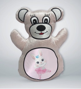 BK Gift Tatlı Tavşan Tasarımlı Krem Ayıcık Yastık-1