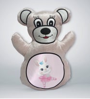 BK Gift Tatlı Tavşan Tasarımlı Krem Ayıcık Yastık-1