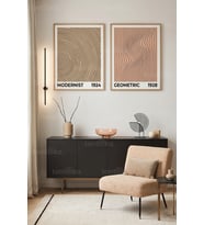 Modern Geometrik Sanat 2'li Ahşap Çerçeveli Tablo Seti