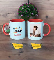 Mimara Hediye Kupa Bardak Turuncu Fotoğraflı Mimarlar Günü Hediyesi