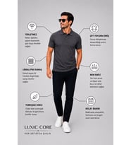 LUXIC CORE Erkek Polo Yaka Tişört Likralı Pike Kumaş Slim Fit