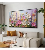 Tablolife Bahar 3D Yoğun Yağlı Boya Dokulu Tablo Siyah Çerçeve