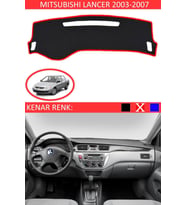 Mitsubishi Lancer 2003-2007 Için Uygun Torpido Koruma Halısı Siyah Kenar Renk Kırmızı