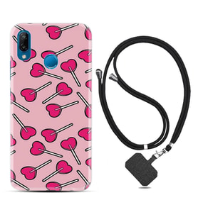 Huawei P20 Lite Mate 10 20 Lite Pro P40 Lite KılıfBoyun Askılı Silikon Heart Lollipop 1414