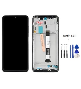 Tkgz - Xiaomi POCO X3 NFC Uyumlu Lcd Ekran Dokunmatik -A- Kalite ÇITALI SİYAH + TAMİR SETİ