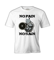 No Pain No Gain Hippo - Body Building Beyaz Erkek Tshirt