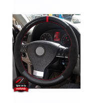 Vw Scirocco 3 Dikme Direksiyon Kılıfı Alcantara Süet Mat Karbon Kırmızı Yüzük ve Dikiş 2008-2009