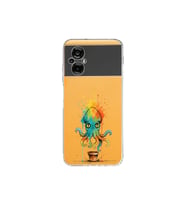 Poco M5 ile uyumlu Splash ahtapot tasarımlı şeffaf silikon kılıf