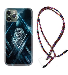 Apple iPhone 11 12 13 14 Pro Max Kılıf Boyun Asklı Rasta Silikon Old Owl 1649