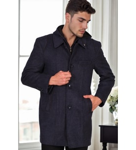 PLT8335 DEWBERRY ERKEK PALTO-DİAGONAL SİYAH-MAVİ-2
