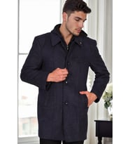 PLT8335 DEWBERRY ERKEK PALTO-DİAGONAL SİYAH-MAVİ-2