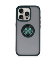 Iphone 16 Kılıf Montreal Yüzüklü Silikon Kapak - Yeşil
