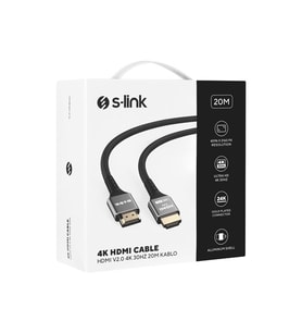 S-LINK SLX-HD4K20 20 Mt Metal v2.0 4K (4096*2160) 60Hz HDMI Kablo
