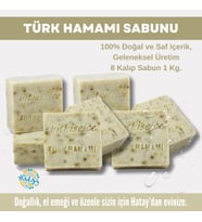 Bitkiselce Saf ve doğal içeriklerle Türk Hamamı Sabunu  950 gr (8 Kalıp)