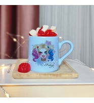 Harley Quinn Tasarımlı Kişiye Özel Mavi Türk Kahvesi Fincanı