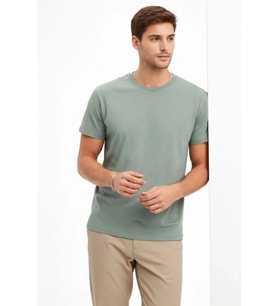Erkek Bisiklet Yaka Tişört Regular Kalıp Basic Pamuklu Günlük Kullanım T-shirt - Mint Yeşili