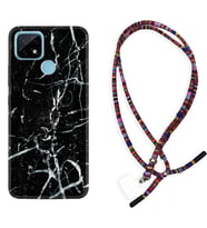 Realme C11 C21 C21Y C25Y C11 2021 Kılıf Boyun Asklı Rasta Silikon Black Marble 3 1382