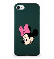 Apple iPhone SE 2022 Soft Premier Kapak Minnie Mouse-B Tasarımlı Silikon Kılıf - Yeşil (Şeffaf)