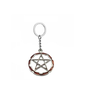 Kırmızı Pentagram Wicca Sembol Figürlü Unisex Anahtarlık – Gotik, Spiritüel ve Mistik Tasarım