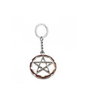 Kırmızı Pentagram Wicca Sembol Figürlü Unisex Anahtarlık – Gotik, Spiritüel ve Mistik Tasarım