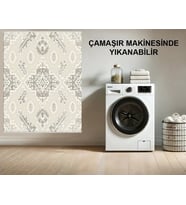 Makine Kaymaz Yıkanabilir Krem Bohem Salon Halısı Mutfak Halısı Koridor Halısı Yolluk 3485