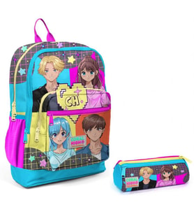 Coral High Mavi Pembe Anime İlkokul Sırt Çantası ve Kalemlik Seti