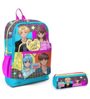 Coral High Mavi Pembe Anime İlkokul Sırt Çantası ve Kalemlik Seti