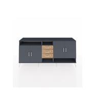 Hyperion Konsol 5 Raflı 3 Çekmeceli 4 Kapaklı 220x44x99 Antrasit-Antrasit/Çam