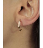 14 Ayar Altın Mini Taşlı Asimetrik Küpe (Rose)