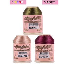 3 Adet Altınbaşak Oya ve Dantel İpi 20 gr - Royaleks - No: 512 - 080 - 003