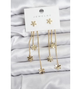 Papatya Model Gold Renk Pirinç Sallantılı Kadın Küpe 5886