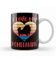 Retro Love Pomeranian Heart Pommy Pom German Spitz Puppy Pet Kupa Bardak Porselen