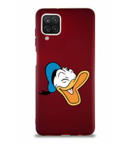 Samsung Galaxy A12 Soft Premier Kapak Donald Duck-E Tasarımlı Silikon Kılıf - Mürdüm (Şeffaf)
