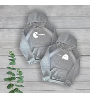 Hayalet ve Avcı Baskılı Sevgili Çift Hediye 2'li Gri Oversize Sweatshirt